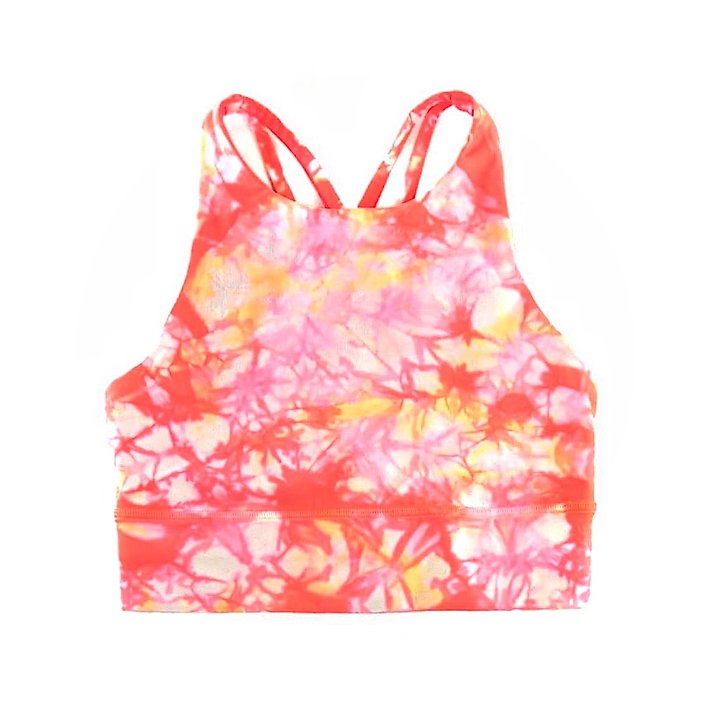 lululemon athletica Tie-Dye Pink Orange Yellow High-Neck Sports Bra